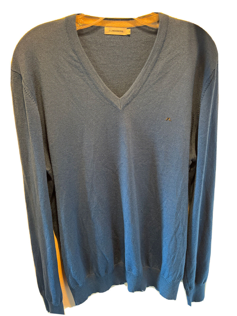 J. Lindberg Men’s XL Blue Merino Wool V-neck Long Sleeve Pullover Sweater